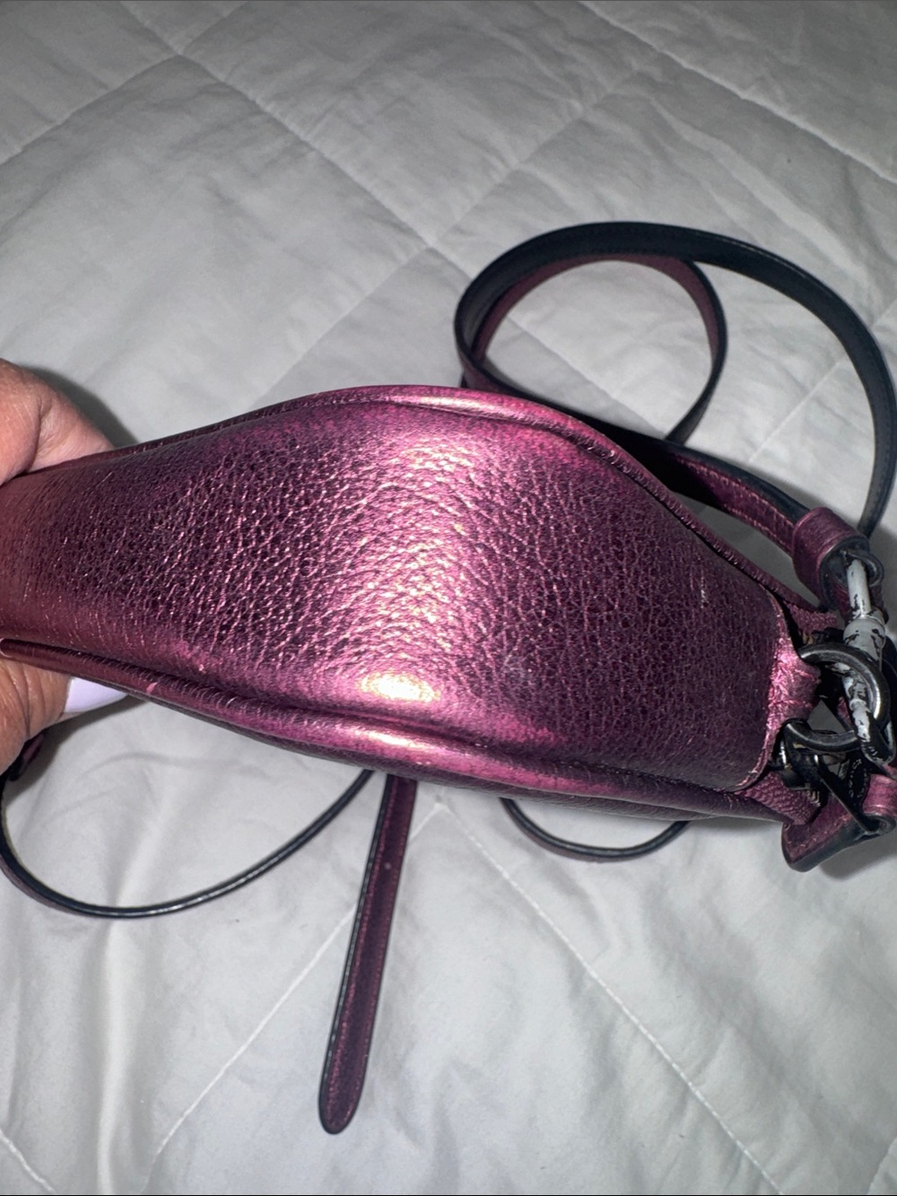 COACH Metallic Plum Star & Stud Leather Crossbody - Picture 5 of 13